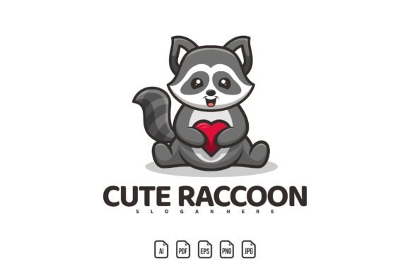 Charming Raccoon Mascot Logo for Valentine's Designs