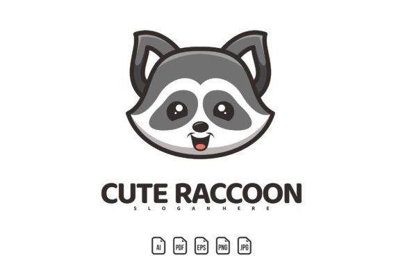 Head Cute Raccoon Mascot Logo: Versatile Vector Template
