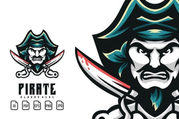 Set Sail with a Bold Pirate Mascot Logo Template