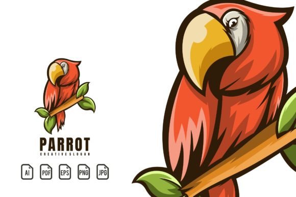Vibrant Parrot Mascot Logo: A Dynamic Design Asset